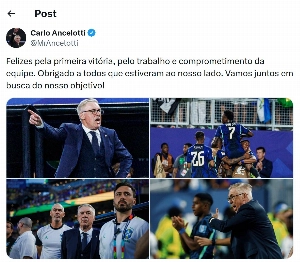 ge - Ancelotti posta depois de primeira vitória na Copa: 