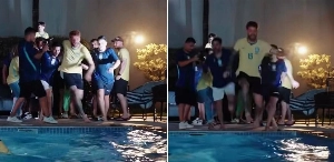 ge - Léo Pereira, do Flamengo, se joga na piscina ao saber de convocação para a Copa do Mundo; veja