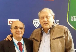 Terceiro Tempo - Milton Neves - Achados & Perdidos: Milton Neves no Brasil Sport Market em 2015, ao lado do então presidente do Flamengo - Notícias - Terceiro Tempo