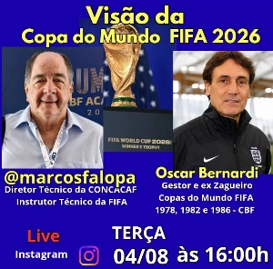 Terceiro Tempo - Milton Neves - Oscar Bernardi na live de Marcos Falopa para avaliar a Copa do Mundo de 2026 - Notícias - Terceiro Tempo